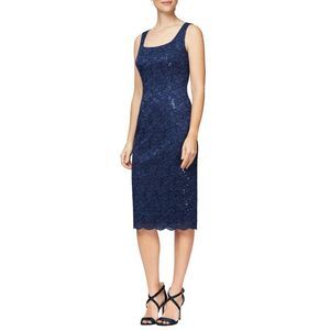 ALEX EVENINGS Sequin Lace Shift Dress Size 12